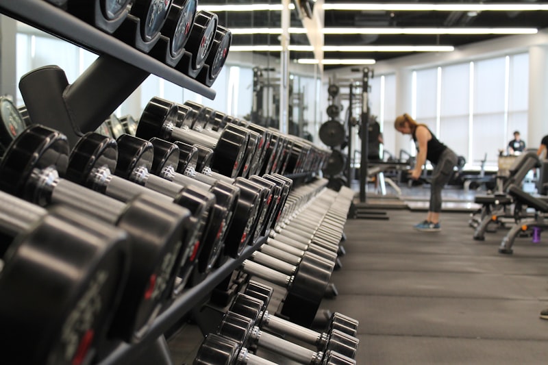 Gym interior with various training equipment